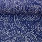 Preview: Leinen weiße Blüten auf Royalblau